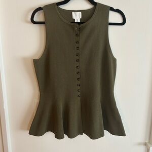 H&M Olive Green Button-Front Sleeveless Blouse